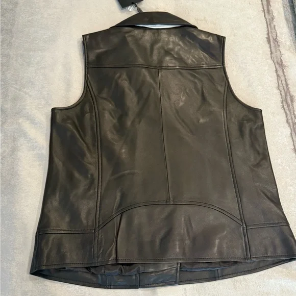 NWT Harley-Davidson Women's Black Leather Biker Vest - Picture 3 of 4